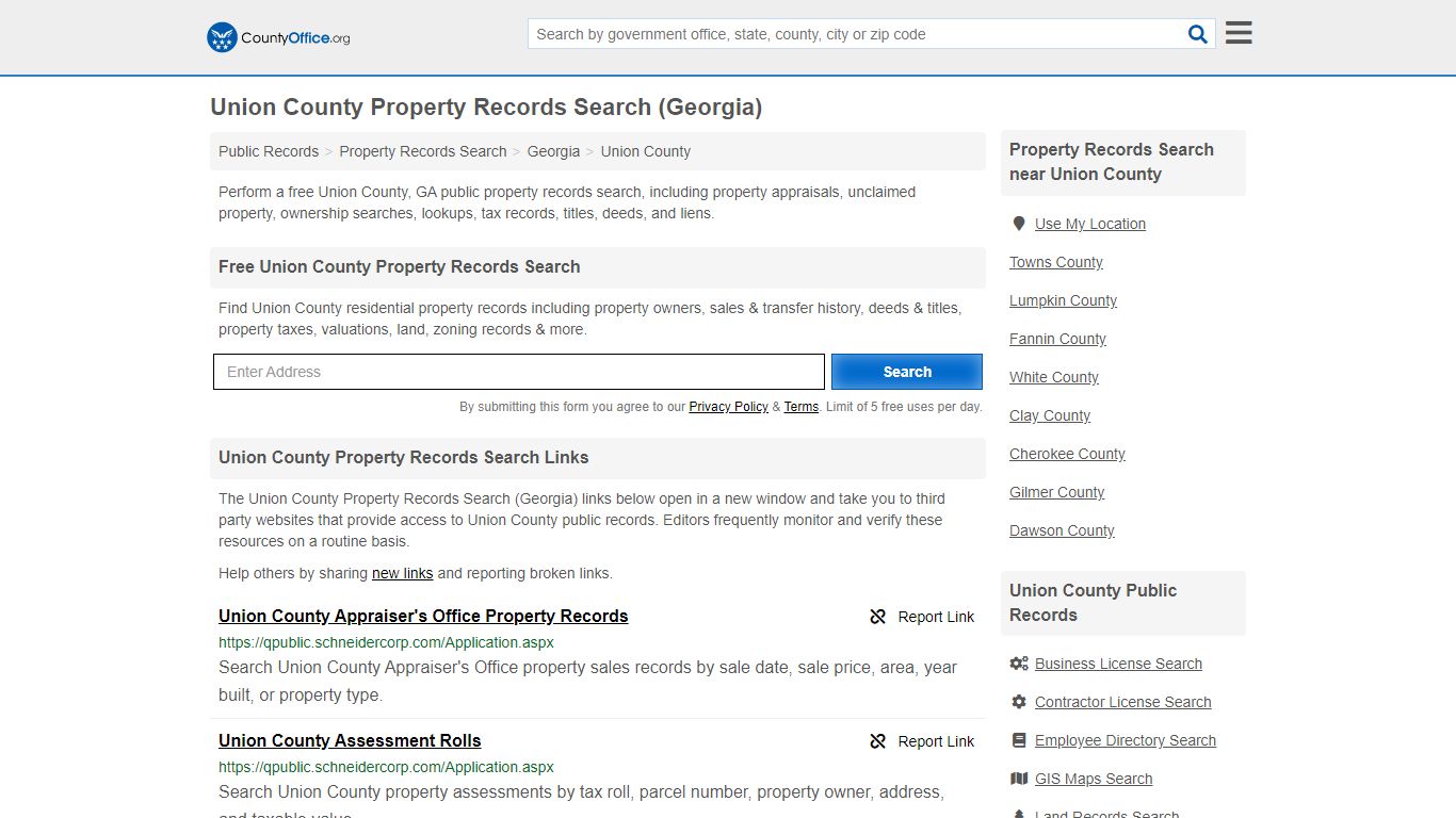 Property Records Search - Union County, GA (Assessments ...
